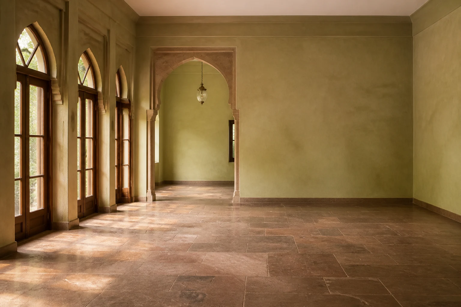 Art-directed empty Jodhpur hospitality interior prepared as a setting for Poonam furniture conversations