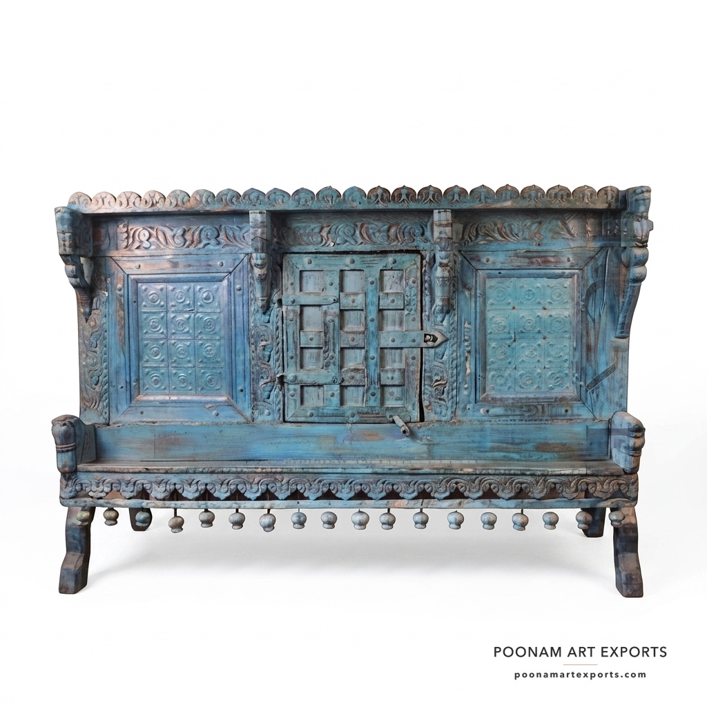 Antique Carved Indian Storage Trunk