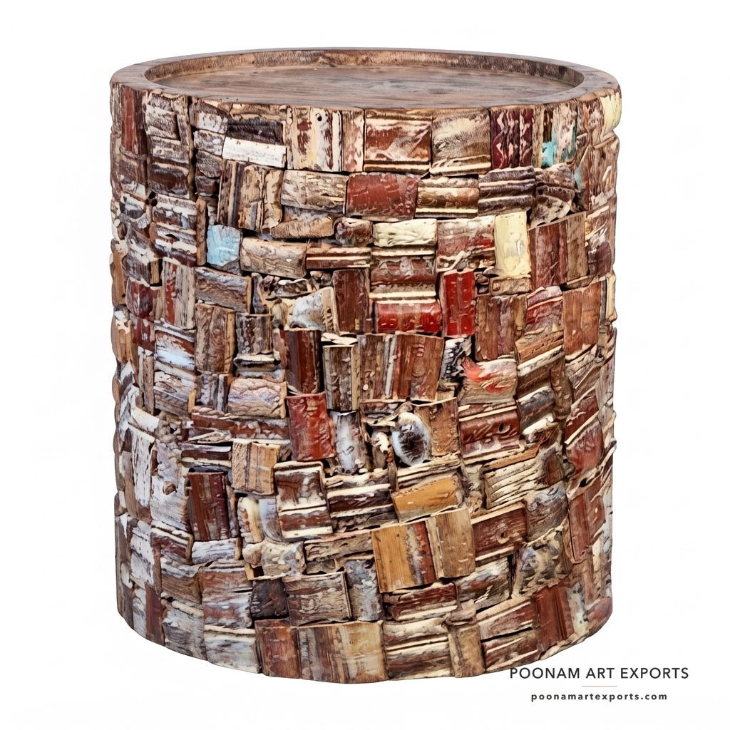 Traditional Recycled Wooden Stool